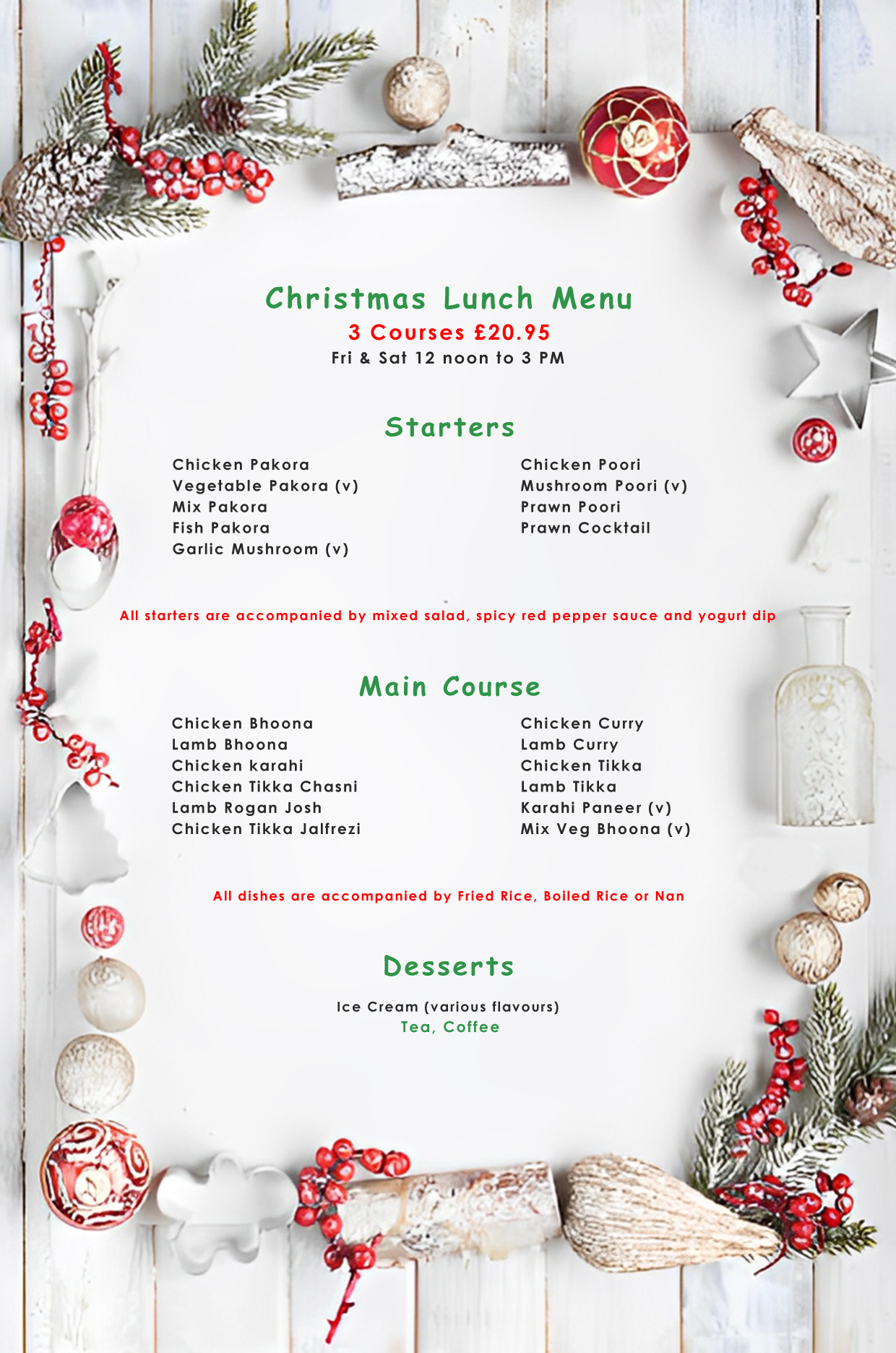 kids christmas day menu