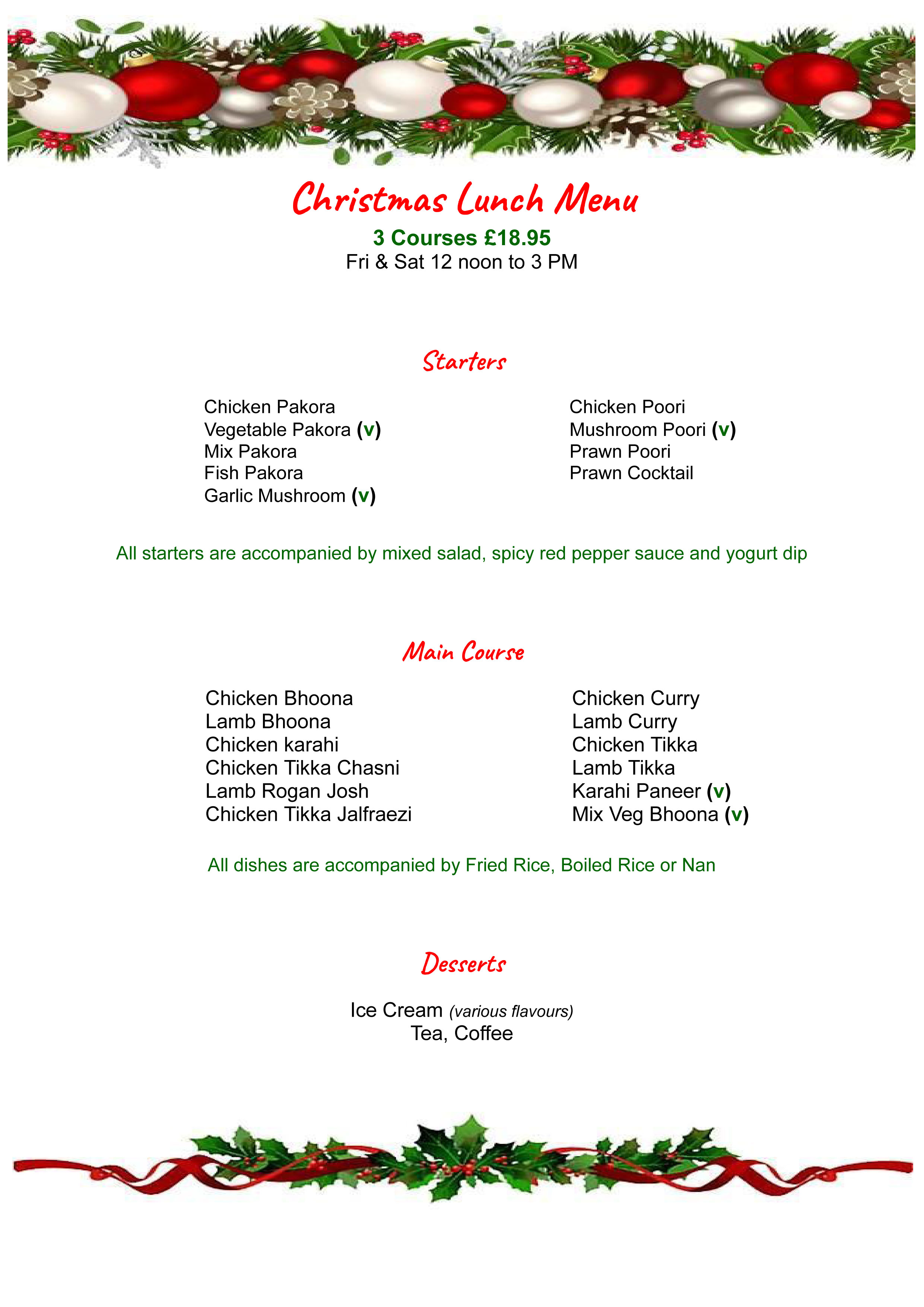 Indian Christmas Menu Hamilton The Kurry Lounge